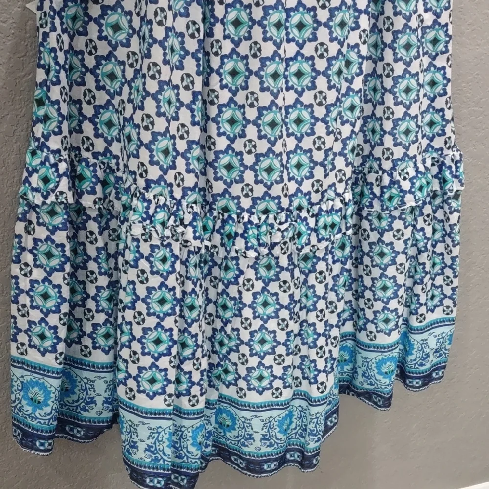LUCKY BRAND Floral Blue and White Sleeveless Dress - Picture 6 of 17